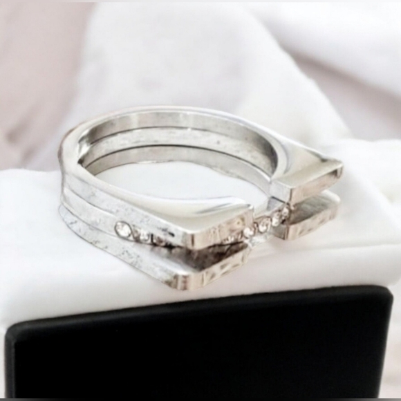 Womens Stainless Steel Round-Cut Clear CZ Ring - Picture 1 of 7